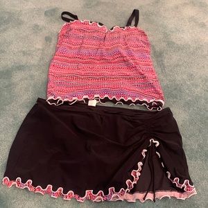 Tankini Swimsuit Bottoms Size 16 Top Size 40D